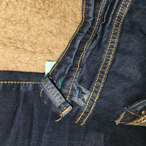 Baby Phat navy blue bootcut skinny jeans with gold stones details. - Picture 6 of 8